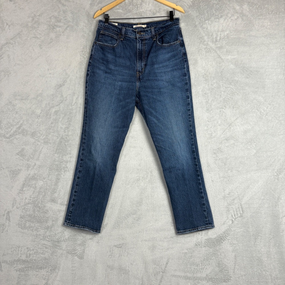Levis 70s High Slim Straight Jeans Dark Wash Blue Denim Size 31 Classic Timeless